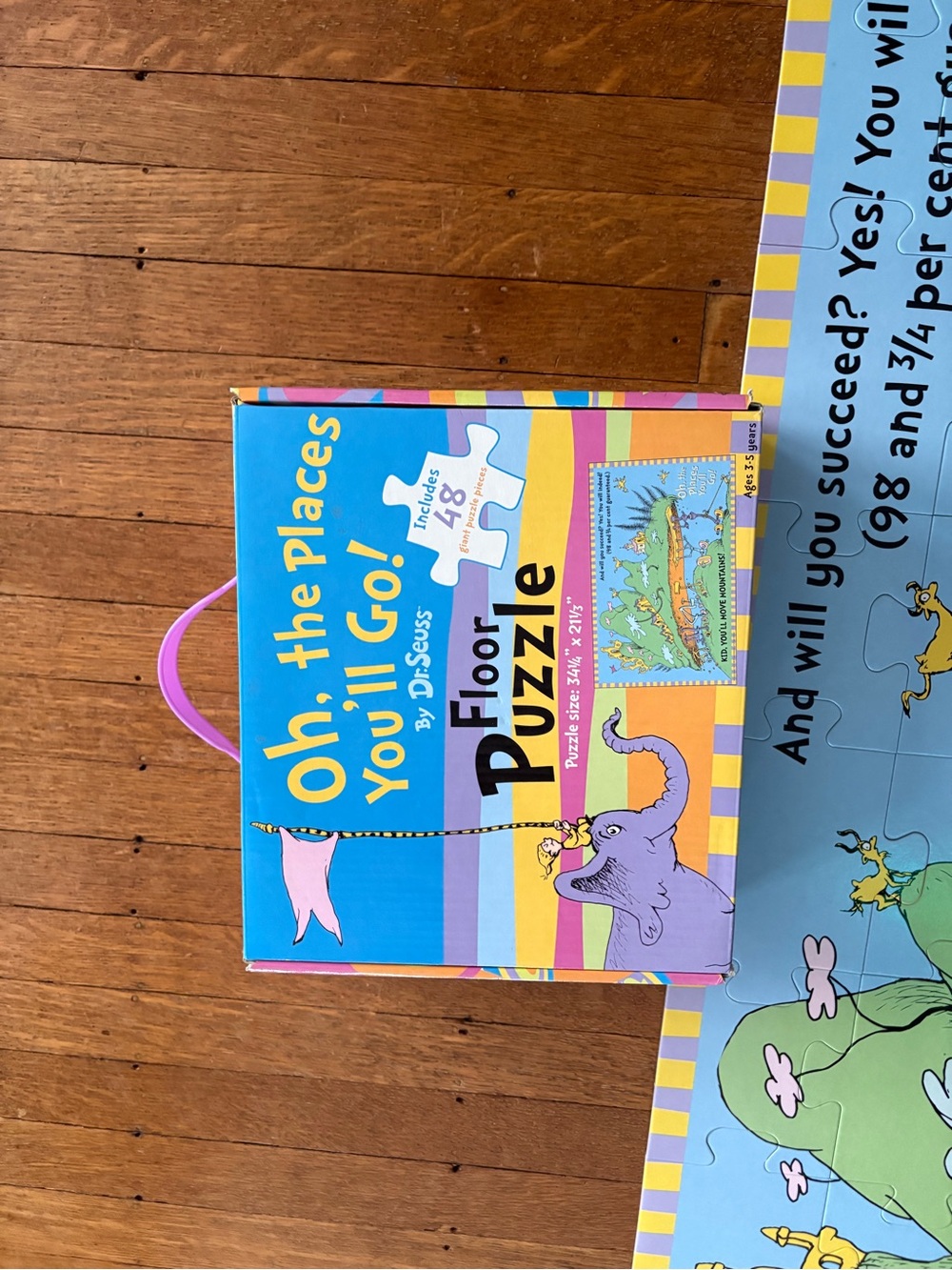 Dr. Seuss Blue, Purple and Yellow Oh, the Places You'll Go! Floor Puzzle Box